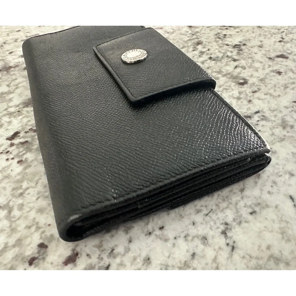 BVLGARI black leather shw long wallet